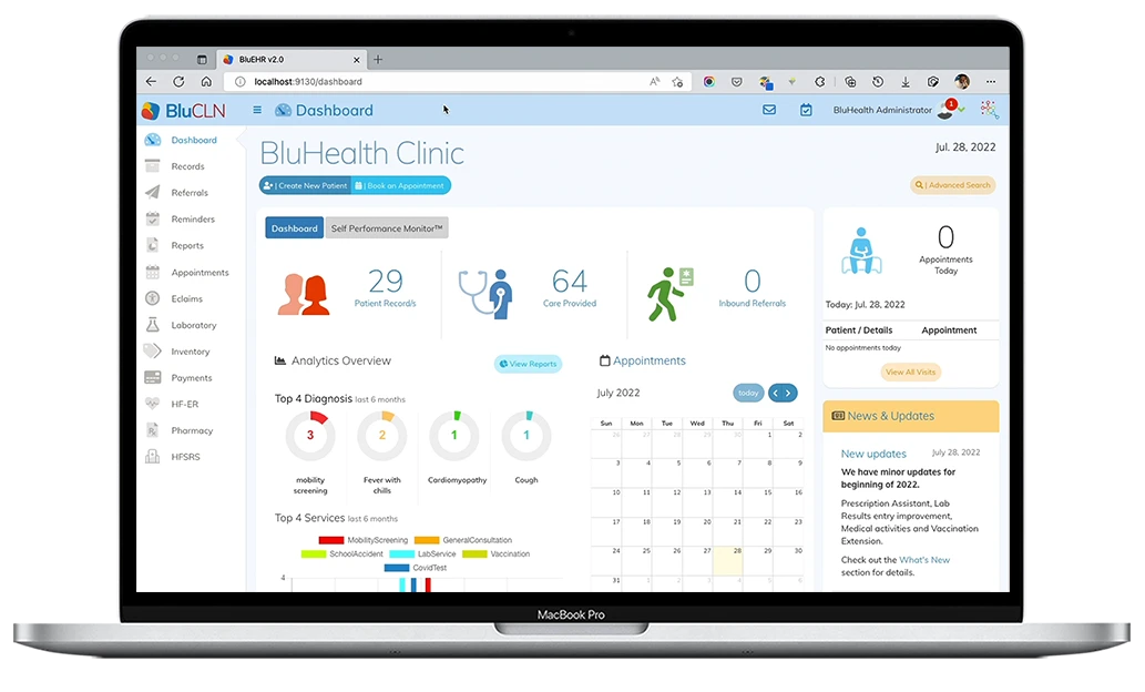 BluCLN clinic management system