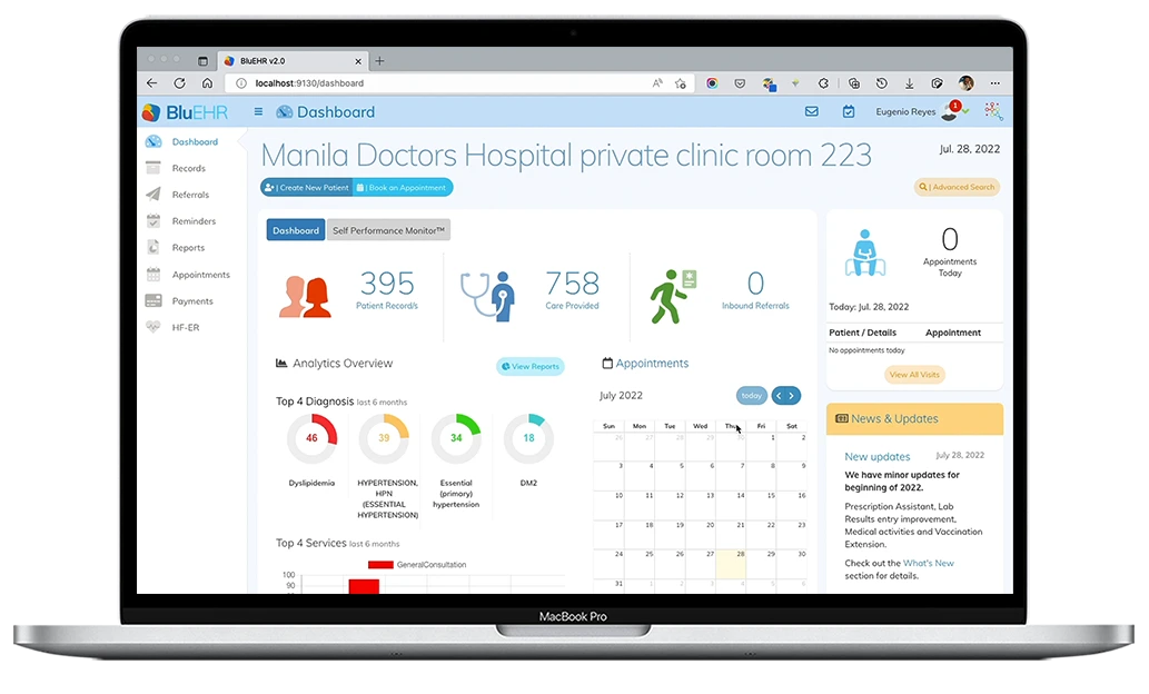 EHR EMR Philippines BluEHR Dashboard